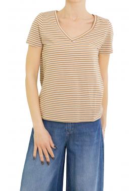 Maglia scollo a V a righe Only